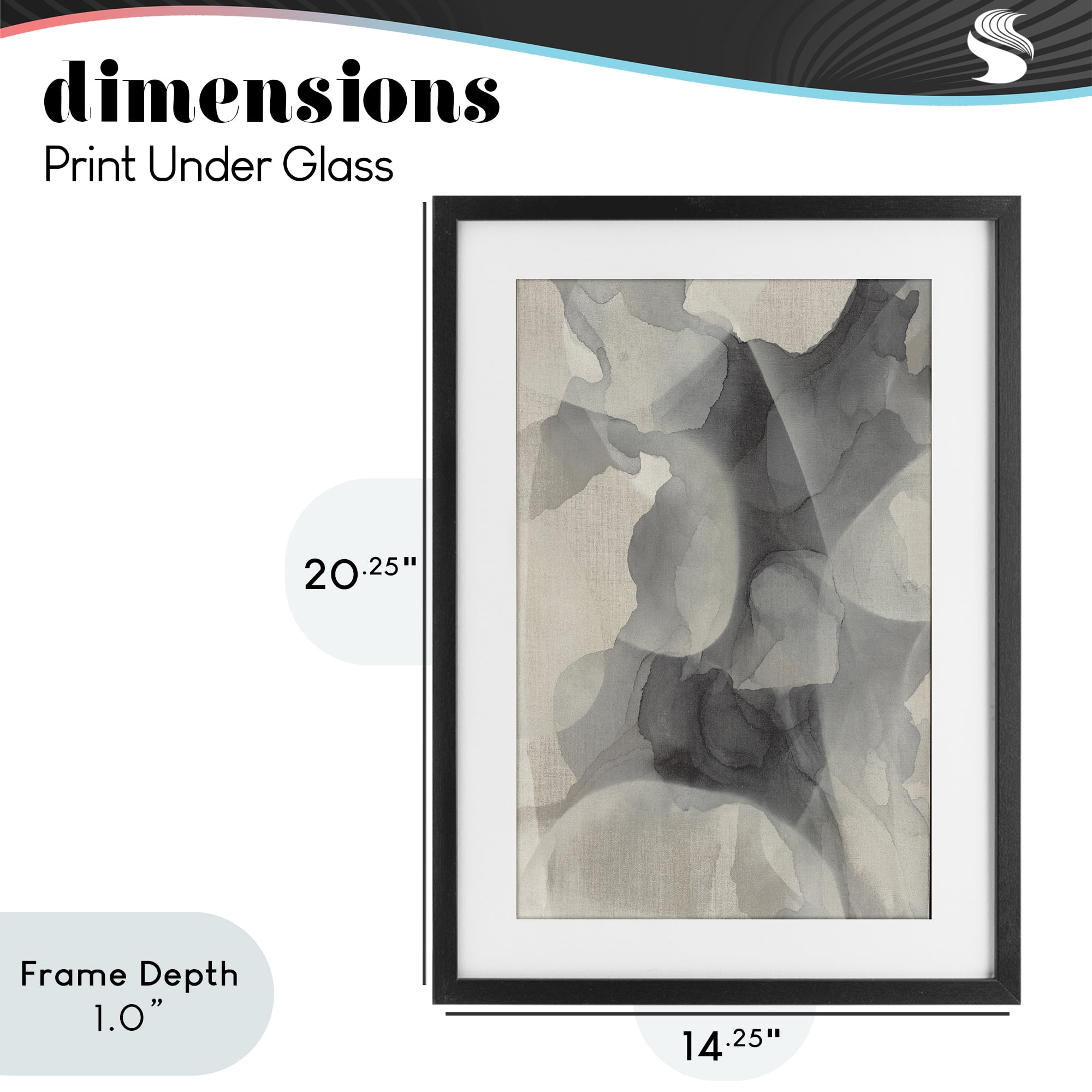 Stupell Industries Mottled Monochrome Abstract Black Framed Print Under Glass, design by Kippi Leonard