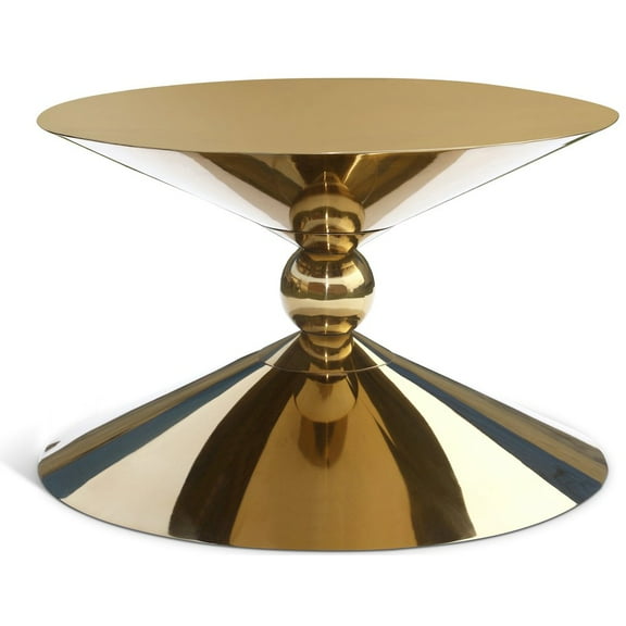 Meridian Furniture Malia Gold Metal Hourglass Shaped Coffee Table