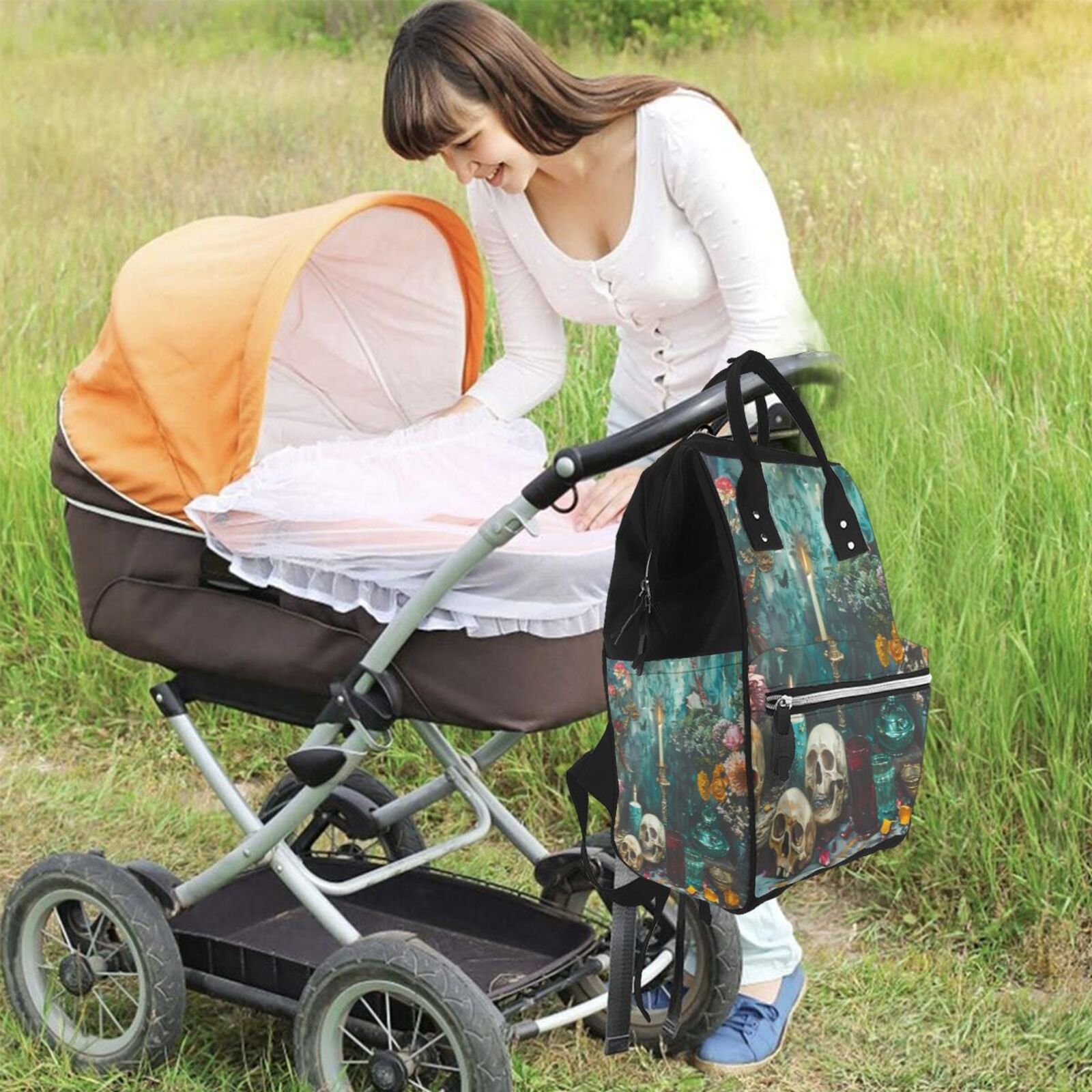 Fuzoiu Baroque Floral Still Life Print Diaper Bag Backpack,Baby Essentials Travel Tote,Multi function Waterproof Diaper Bag, Travel Essentials Baby Bag - Unisex