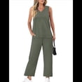thumbnail image 1 of Conjuntos de Dos Piezas para Mujer, Conjuntos de Verano, Conjuntos de Estar por Casa, Blusas de Cuello Alto, Pantalones Cortos de Pierna Verde XXL, 1 of 8
