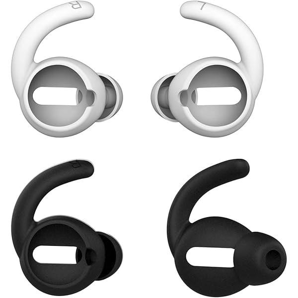 wonima02 Anti-Slip Earhooks Soft Silicone Skin Compatible with Apple Headphone 2 & 1 Lightweight Sound Quality Enhancement for Headphones Outdoor Activities in-Ear EarHook 2 Pairs White & Black