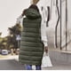 thumbnail image 4 of Meichang Chaleco largo de plumón para mujer, chaqueta con capucha sin mangas, talla grande, abrigos cálidos y delgados con cremallera, chaleco acolchado para exteriores,Army Green,L, 4 of 7