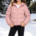 thumbnail image 5 of Kids Hooded Zip up Padded Coat Long Sleeve Warm Winter Jacket with Pockets, Solid Casual Outerwear for Boys Girls Pink, 5 of 8