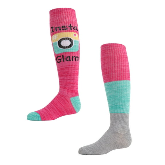 MeMoi InstaGlam Knee High Socks 2-Pack - Girls - Female, 8-9, Assorted