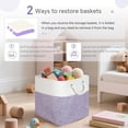 thumbnail image 6 of Large 11x11 Inch Cube Storage Bins with Cotton Handles for Closet, Shelves, Clothes, Towel (White/Purple-6 Pack), 6 of 18