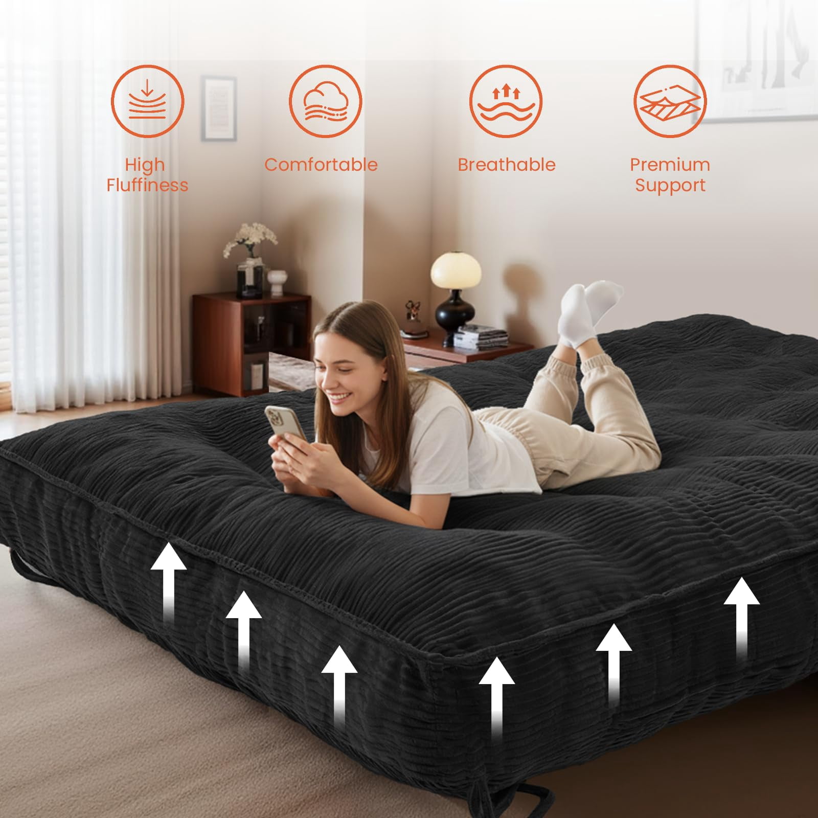Kaiya 8 Inch Folding Full Medium Tight Top Poly Foam Mattresses,  Grey(Frame Not Included)