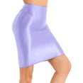 thumbnail image 3 of Zaldita Women's Shiny Oily Opaque Skirt Club Wear Sheer High Waisted Skirts Hip Skirt Shape Tight Light Purple M, 3 of 7