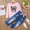 2rose, variante sur PatPat Ensemble de Vêtements 2 Pcs à Manches Longues pour Grandes Filles, T-Shirt Rose à Imprimé de Silhouette et Jeans en Denim, Taille 5-12