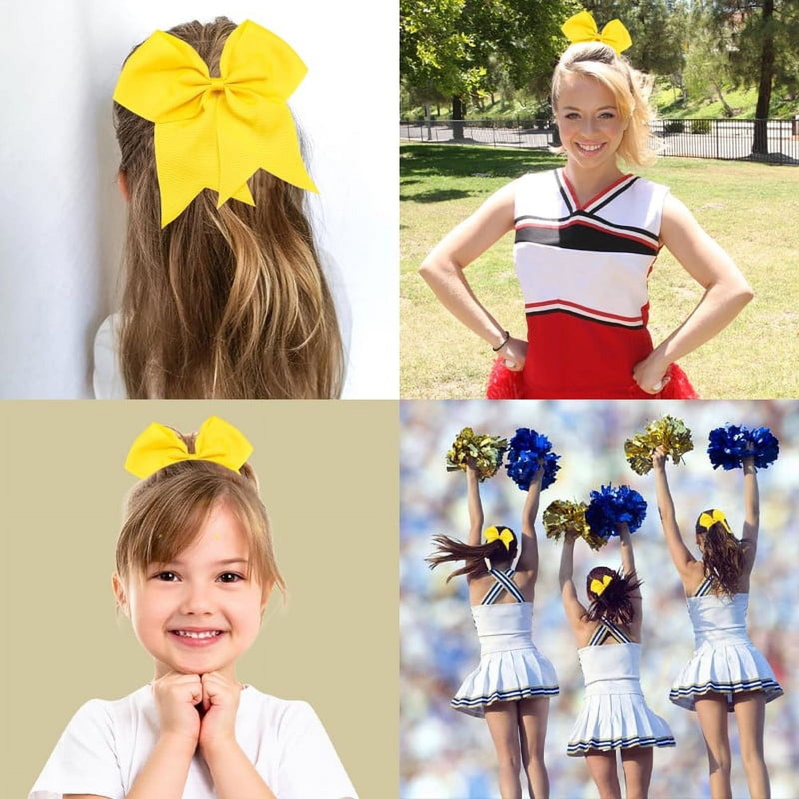 Vorkoi 2PCS Large Cheer Bows for Cheerleaders Hair Bows for Girls Softball Hair Bows Teen Girls College Sports Elastic Ponytail Holder School Cheerleading Hair Accessories 8 Inch Bows for Girls