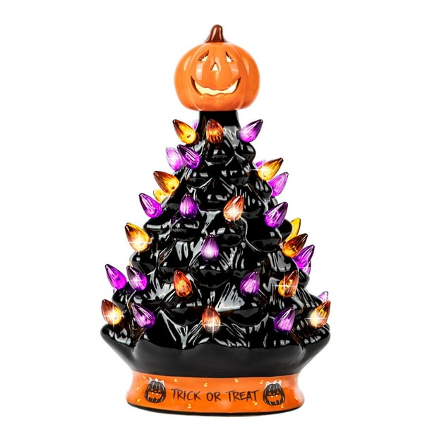 Rj Legend 9 Inch Ceramic Halloween Tree Decoration For Indoor Outdoor Use 35 Multicolor Orange And Purple Led Bulbs Halloween Tree Handcrafted Hand Painted Glossy Premium Finish Walmart Com Walmart Com