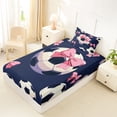 thumbnail image 4 of Castle Fairy Soccer Print Twin Sheets 3pcs, Pink Ribbon Bow Bedding, Black Navy Blue,1 Fitted Sheet, 1 Flat Sheet and 1 Pillowcase, 4 of 6