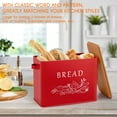 thumbnail image 3 of Bread Box with Wooden Lid, 13.1” x 7.2” x 9.7” Metal Bread Container Storage Holder for Family Farmhouse Kitchen Countertop, Powder-Coated & Healthy, Large Capacity & Classic Pattern (Red), 3 of 14