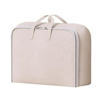 Oggfader Heavy Duty Extra Large Storage Bag with Reinforced Handles - Double Zipper, Collapsible Waterproof Cotton Tote for Moving, College Dorm, Travel (70x30x50cm, Beige)