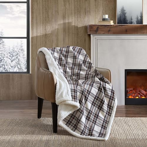 Eddie Bauer - Throw Blanket, Reversible Sherpa Fleece Bedding, Home Decor for All Seasons (Edgewood Khaki, Throw)