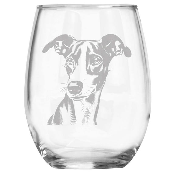 Whippet Breed Themed Engraved Stemless Wine Glass, Unique Pet Gift for Whippet Mom/Dad, Dog Lover Gifts for Her/Him