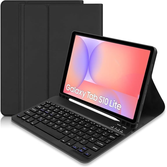 Keyboard Case for Samsung Galaxy Tab S10 Lite 5G / S10 FE / S9 FE / S9 10.9" / 11" (2025/2023) - Magnetic Detachable Bluetooth Keyboard with S Pen Holder, Slim Stand Protective (Black)