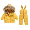 thumbnail image 2 of NAISIBABY Boys Girls Snowsuit, Kids Waterproof Jumpsuit Outdoor Thicken Snow Ski Clothes Set Yellow 3-4T, 2 of 9
