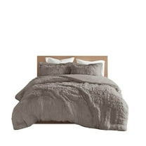 Gracie Mills Susie Solid Shaggy Long faux Duvet Cover Set - GRACE-13593