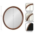 thumbnail image 6 of Kate and Laurel Hatherleigh Modern Mid-Century Round Wooden Wall Mirror, 30 Inch Diameter, Walnut Brown, Decorative Wood Circle Wall Accent for Use as Bathroom Mirror for Over Sink, 6 of 9