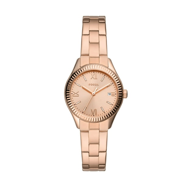 Fossil - Fossil Ladies' Rye Three-Hand Date Rose Gold-Tone Stainless ...