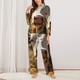 thumbnail image 2 of Balery Countryside Flower Cow Conjunto de Pijama con Estampado para Mujer, Conjunto de Dos Piezas con Manga Larga, Ropa de Dormir Suave con Bolsillos, Pijamas Cómodos-Large, 2 of 7
