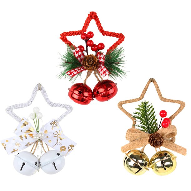3 Pack Christmas Bows With Bells Christmas Craft Gift Ornaments