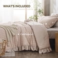 thumbnail image 5 of Beige Ruffled Seersucker Queen Comforter Set 3 Piece Lightweight All Season, 5 of 6