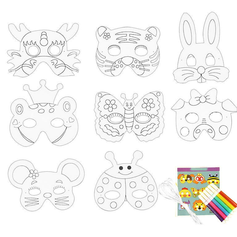 Heiheiup 8Pcs Cartoon Animal Painting Mask DIY Color Kindergarten Art Craft  Toy Creative Drawing Toy For Kids Children 5ML Arts And Crafts for Kids 4-6  Boys 