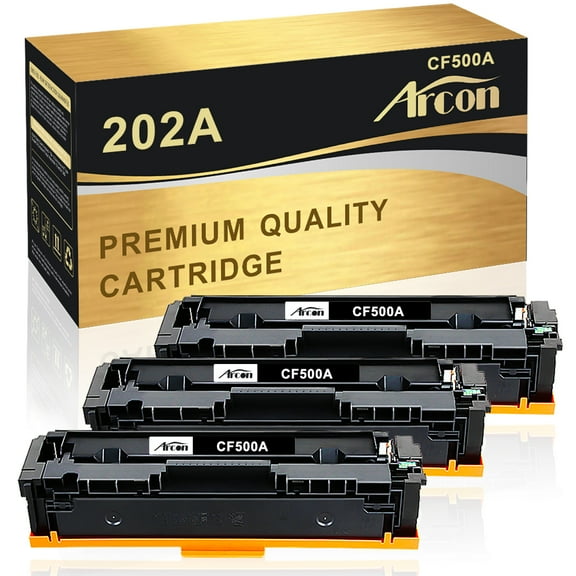 Arcon 3-Pack Compatible Toner works with HP 202A CF500A Color LaserJet Pro MFP M254dw M254dn M254nw M281fdw M281fdn M281cdw M280nw Printers (Black)