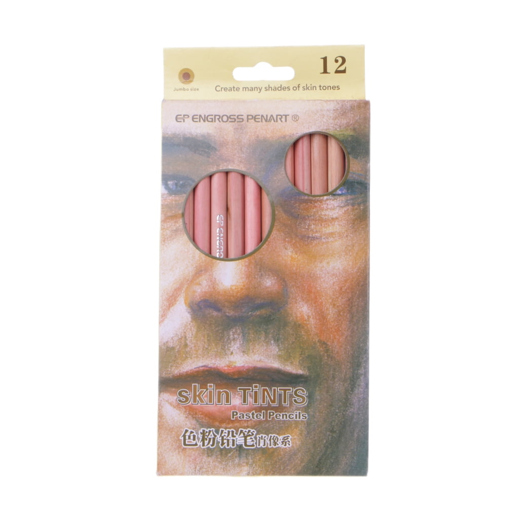 ✪ 12Pcs Professional Soft Pastel Pencils Wood Skin Tint Pastel Colored Pencil