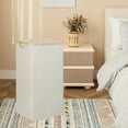 thumbnail image 1 of Laundry Hamper,Mesh Lightweight Laundry Basket with Durable Handles,Dirty Clothes Basket,Household Dirty Clothes Basket,Wooden Handle with Lid Storage Basket,Nordic Plain Bathroom Laundry Basket, 1 of 8