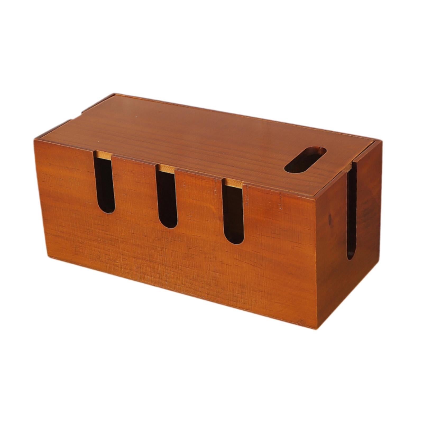 TISHITA Power Strip Storage Box Wire Management Concealer Wood Dustprood Cable Management Box Cord Organizer for Tabletop Living Room