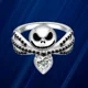 thumbnail image 4 of Anillos con dijes de cristal de esmalte negro de pesadilla antes de Navidad, anillo de calavera de Disney Jack, joyería Kawaii para Halloween, regalos de Cosplay, 4 of 5