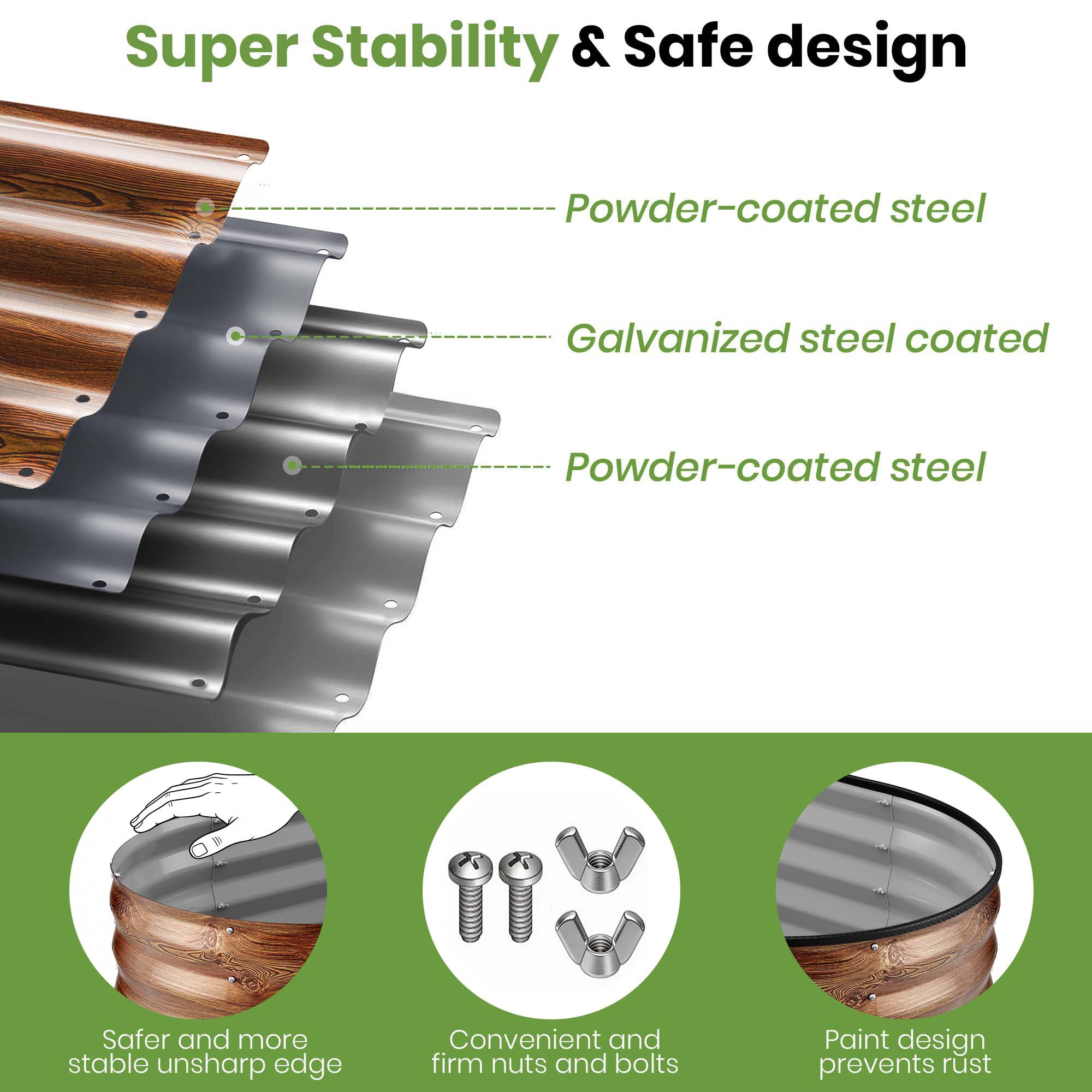 GVDV Galvanized Raised Garden Bed Outdoor, 4x2x1ft Backyard Oval Metal Planter Box with Easy Assembly, for Gardening Vegetables, Fruits, Flowers - Brown