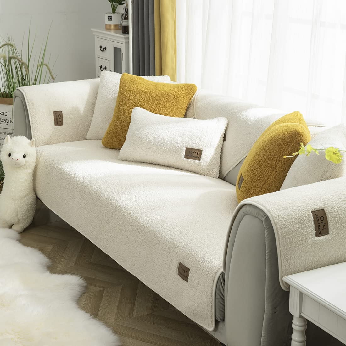 Sherpa Fleece Sofa Couch Covers Super Soft Warm Plush Sectional ...