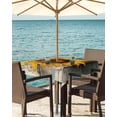 thumbnail image 3 of Hokiten Outdoor Tablecloths with Umbrella Hole & Zipper, Yellow Sunflower 60x60 Inch Square Tablecloths, Summer Flower Floral Wooden Grain Waterproof Table Cloth, Patio/Pool/Picnic Table Covers, 3 of 7