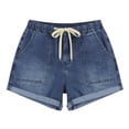 thumbnail image 6 of Atogsazn Kids Boys Summer Short Jeans Chlidrens Casual Wide Leg Drawstring Denim Shorts with Pocket Pants Blue 7-8 Years Fashion, 6 of 7