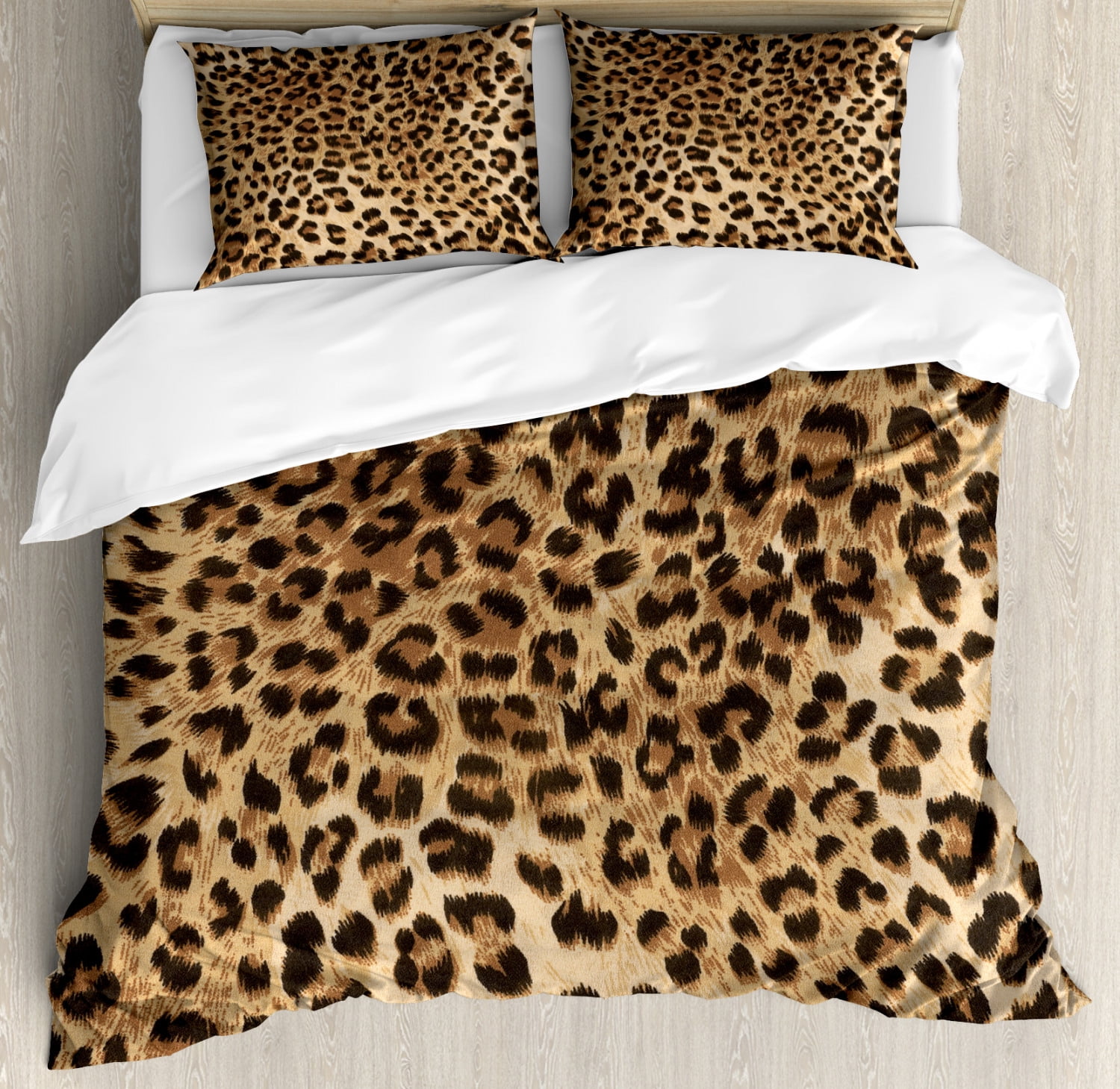 Full Full Size Duvet Cover Sets Encoft 3D Leopard Bedding 3D African Leopard Walking Through Jungle 4-Piece Black Bedding Sets