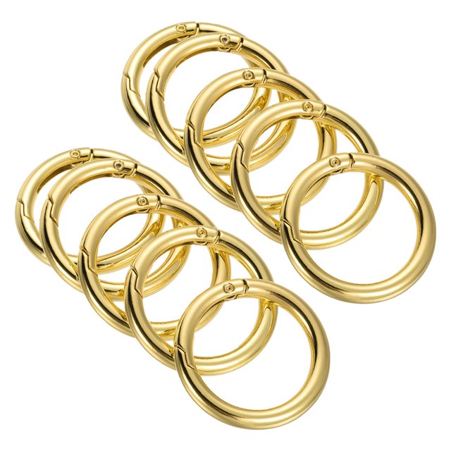 Unique Bargains Gold Round Zinc Alloy Spring Gate O Ring Snap Clip Buckle (10 Pack)
