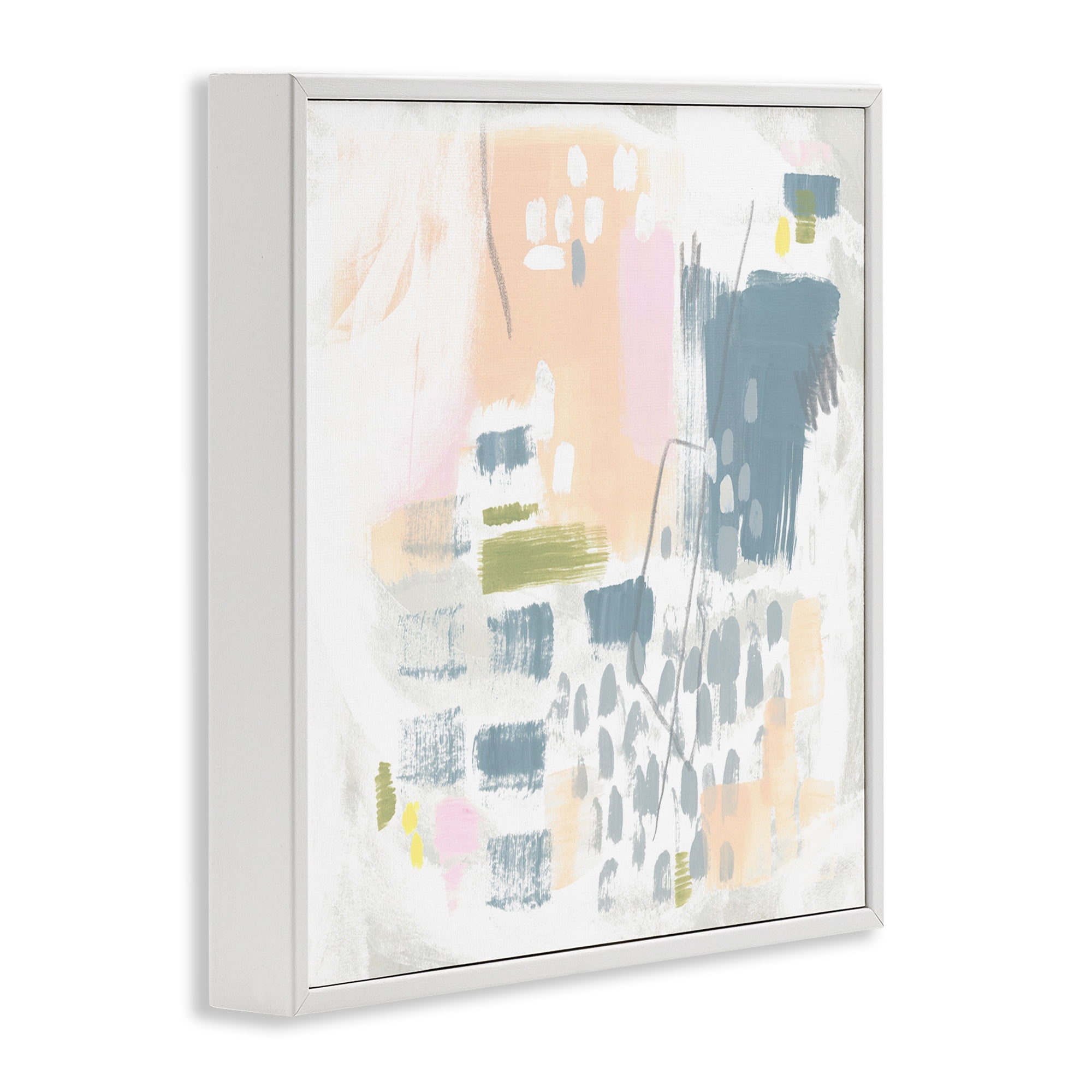 Stupell Industries Organic Soft Patterns Abstract Painting White Framed Art Print Wall Art, 24 x 24