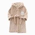 thumbnail image 7 of Boys Girls Kids Robe Hooded Bathrobe Boys Girls Soft Plush Flannel Pajamas with Belt Unisex Solid Color 2T 3T 4T 5T 6T 7T Toddler Winter Clothes for Kids,Khaki,Size 5-6T, 7 of 7