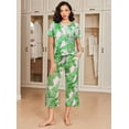 thumbnail image 5 of Ekouaer 2 Pack: Women's Set Short Sleeve Pj Top Capri Pants - Pajamas Sets Lounge & Sleepwear Set Black Flower/Green Leaf, 5 of 7