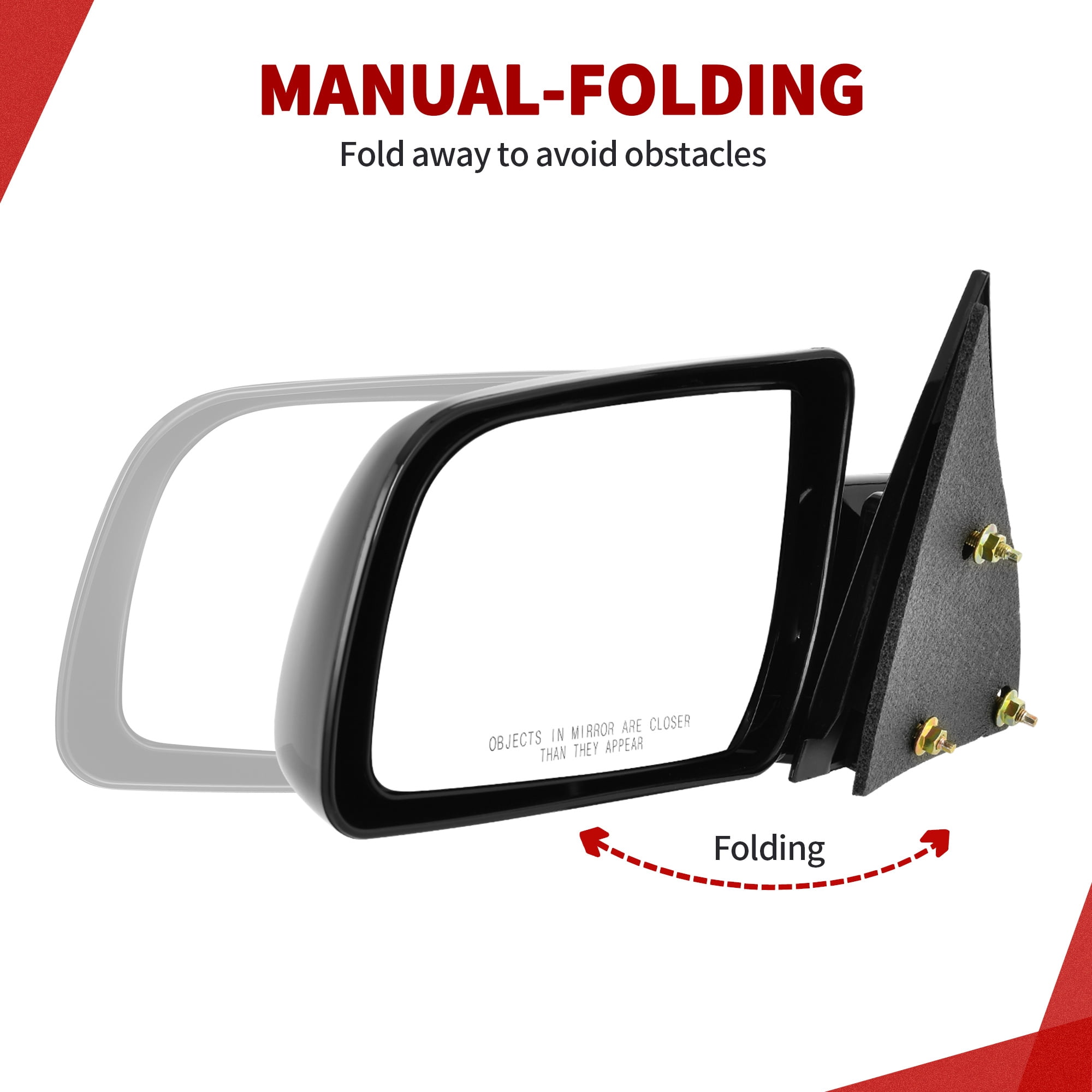 LEDKINGDOMUS Driver Side Replacement Mirror for GMC 1988-1999 C/K 1500/2500/3500 1992-1999 Suburban 1500/2500 1995-2000 Tahoe, Power Adjust Manual Fold Left Tow Mirror 13" Plane Glass