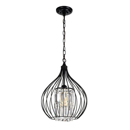 

Johanne Matte Black 1-Light Pendant with Crystal Shade