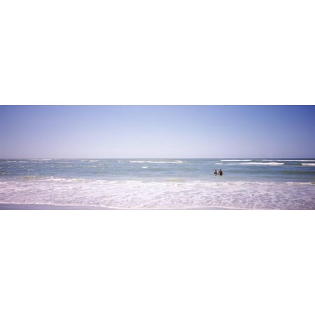 Couple Standing in Water on the Beach, Gulf of Mexico, Florida, USA Print Wall