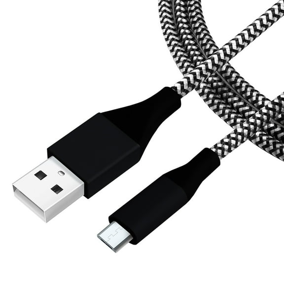 USB Cable Android Charger, 6FT/2M Nylon Braided Tangle-Free Micro USB Fast Charging &Sync Cord for Samsung, Kindle, HTC, Nexus, LG, Xbox, PS4, Smartphones & More (4-Pack, Black)