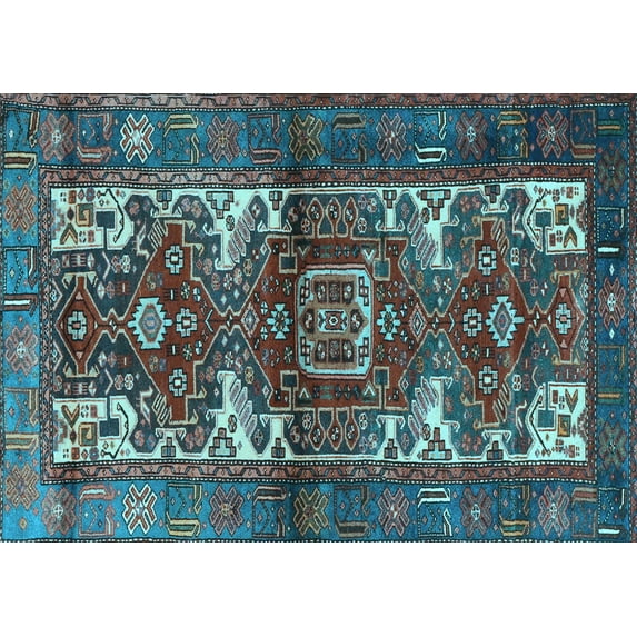 Ahgly Company Indoor Rectangle Persian Light Blue Traditional Area Rugs, 6' x 9'