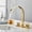 Gold, variant on Basin Faucet Gold Sink Tap Brushed Gold Square Brass Faucet Bathroom Sink Faucet 3 Hole Double Handle Hot and Cold Water Tap
