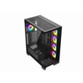 thumbnail image 3 of DIYPC Vanguard-F2-Pro Black Dual USB3.0 and Type C Tempered Glass ATX Full Tower Gaming Computer Case w/ 5 x 120mm ARGB PWM Fans (4 x MB Side, 1 x Rear) Pre-Installed. Support BTF Back Plug MB., 3 of 10