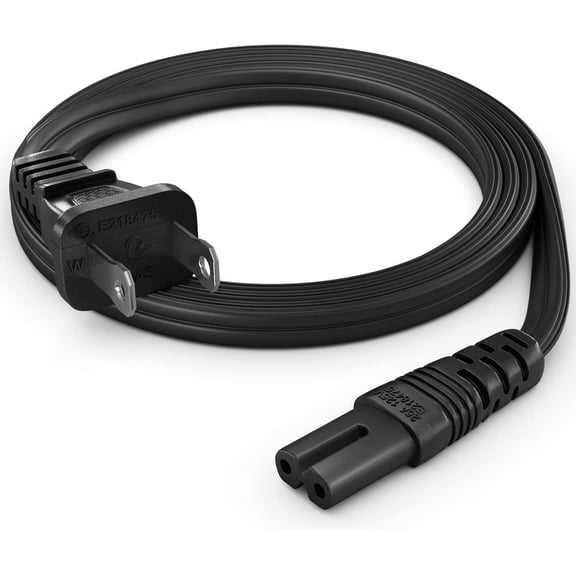 Maximm 12 Feet Slot Power Cord,2 Prong Figure 8 Power Cord Non Polarized Power Cable NEMA 1-15P to IEC C7 - UL Approved